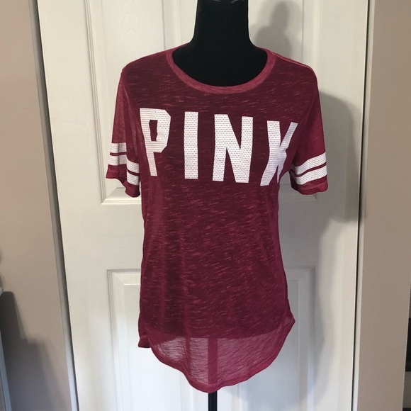 PINK Victoria's Secret Tops - 💎 Victoria’s Secret VS PINK maroon T-shirt Sz XS